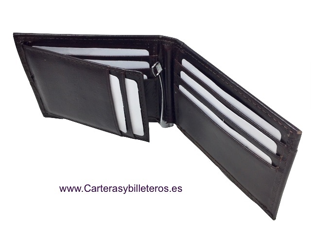 CARTERA TARJETERO HOMBRE CON PINZA PARA BILLETES Y PORTA DNI EXTERIOR 