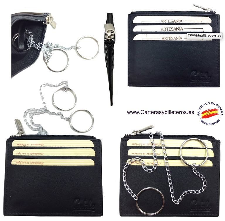 CUBILO BRAND EXTRA-FINE LEATHER DOUBLE KEY RING CARD HOLDER 6 CARD 