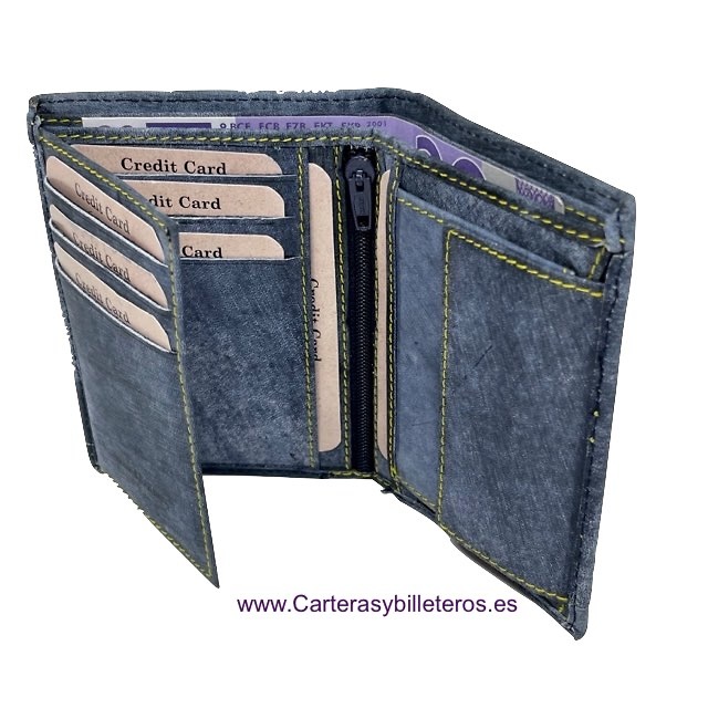 DENIM WALLET WITH PURSE LEATHER CARD HOLDER 