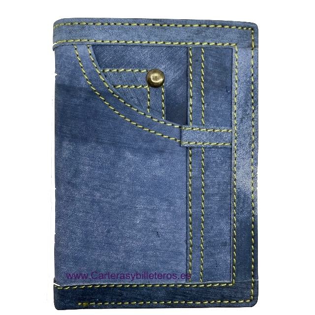 DENIM WALLET WITH PURSE LEATHER CARD HOLDER 