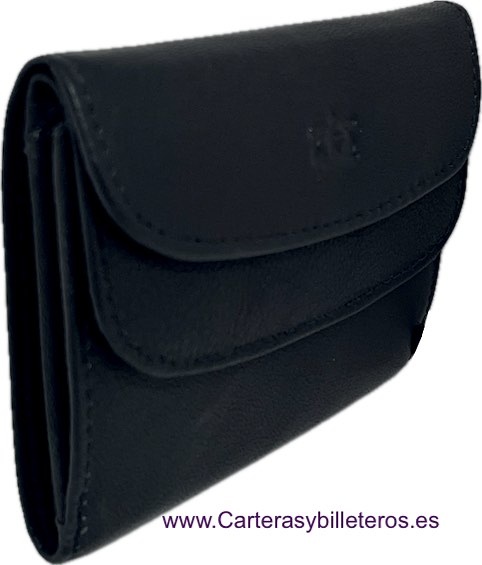 DOUBLE LEATHER COIN PURSE WITH WALLET CARD HOLDER WITH REVOLVING CLOSURE 