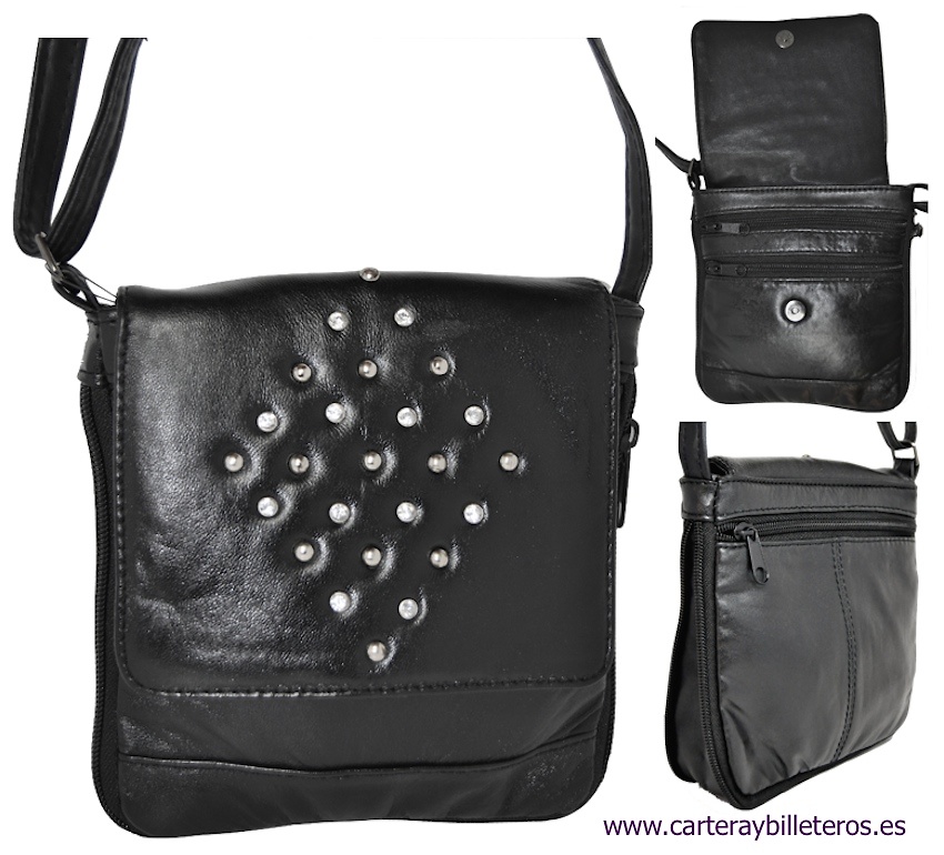 ECONOMIC LEATHER BAG CROSS WITH FOUR POCKETS 
