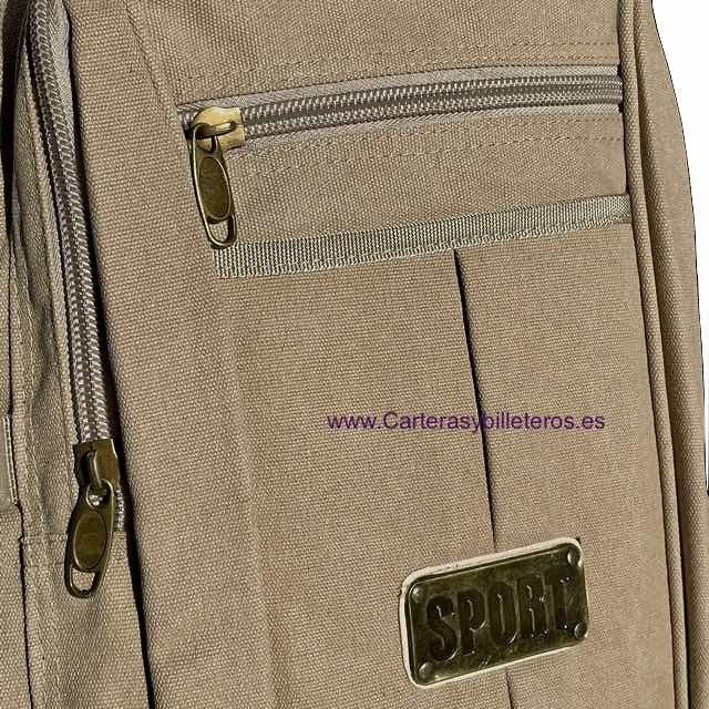 EXTRA STRONG CANVAS BACKPACK WITH 7 POCKETS AND EXPANDABLE BOTTOM SPORT 