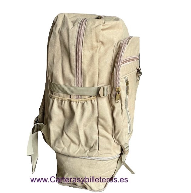 EXTRA STRONG CANVAS BACKPACK WITH 7 POCKETS AND EXPANDABLE BOTTOM 