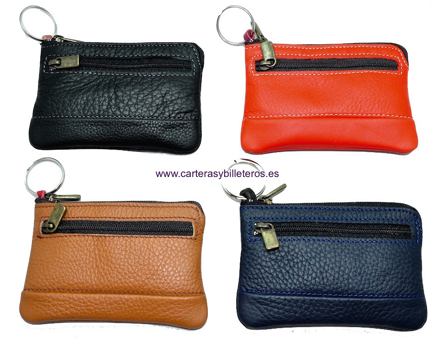 KEY PURSE LEATHER WITH POCKET MADE IN SPAIN 