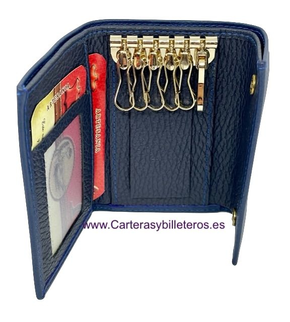 KEY WITH PURSE IN LUXURY LEATHER WITH 6 SNAP MULTISERVICES 