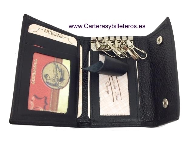 KEY WITH PURSE IN LUXURY LEATHER WITH 6 SNAP MULTISERVICES 