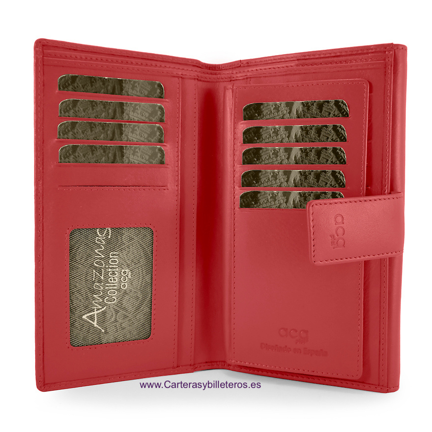 LARGE LEATHER WOMEN'S WALLET WITH SUPER CAPACITY OF CARDS WHEN CARRYING ADDITIONAL REMOVABLE CARD HOLDER = SET TWO PIECES 
