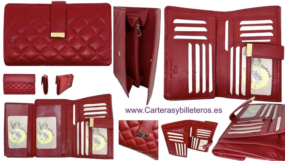LARGE QUILTED NAPPA NAPPA LEATHER WOMEN'S WALLET WITH COIN POUCH 