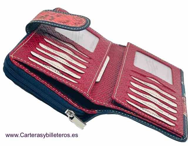 LARGE WALLET FOR WOMAN WITH TRIPLE PURSE FOR MANY LEATHER CARDS 