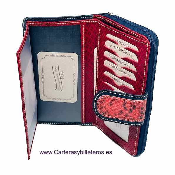 LARGE WALLET FOR WOMAN WITH TRIPLE PURSE FOR MANY LEATHER CARDS 