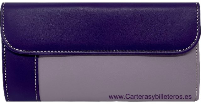 LARGE WOMEN'S PURPLE LEATHER WALLET LILAC WITH PURPLE TRIMMING 