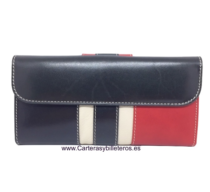 Ubrique large black and red leather purse for women 
