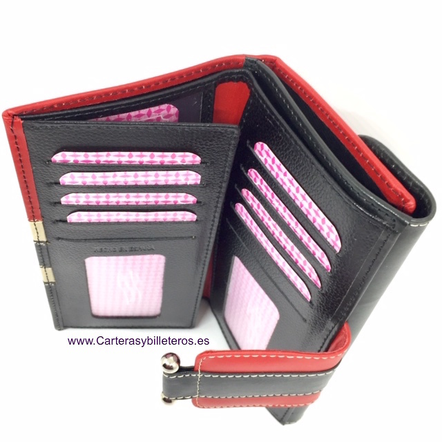LARGUE WALLET WOMEN'S WITH A LEATHER BOW MADE IN SPAIN 
