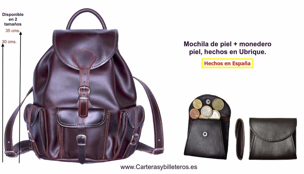 Backpacks Woman Letaher With Four Pockets Made In Spain