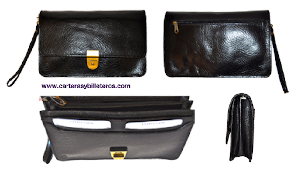 LEATHER BAG BLACK MAN TO WEAR ON HAND 