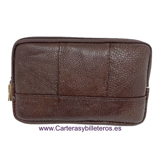 LEATHER BAG TO CARRY AROUND THE WAIST WITH ZIP AND OUTSIDE POCKET. 
