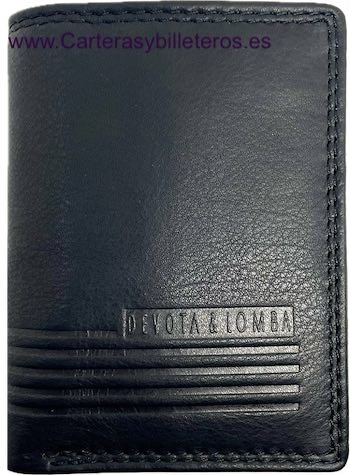 LEATHER CARD WALLET WALLET WITH EMBOSSED RIBBED DECORATION 