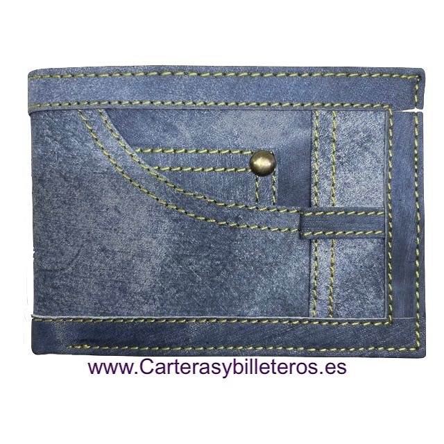 LEATHER DENIM WALLET WITH CARD FOLDER AND PURSE 
