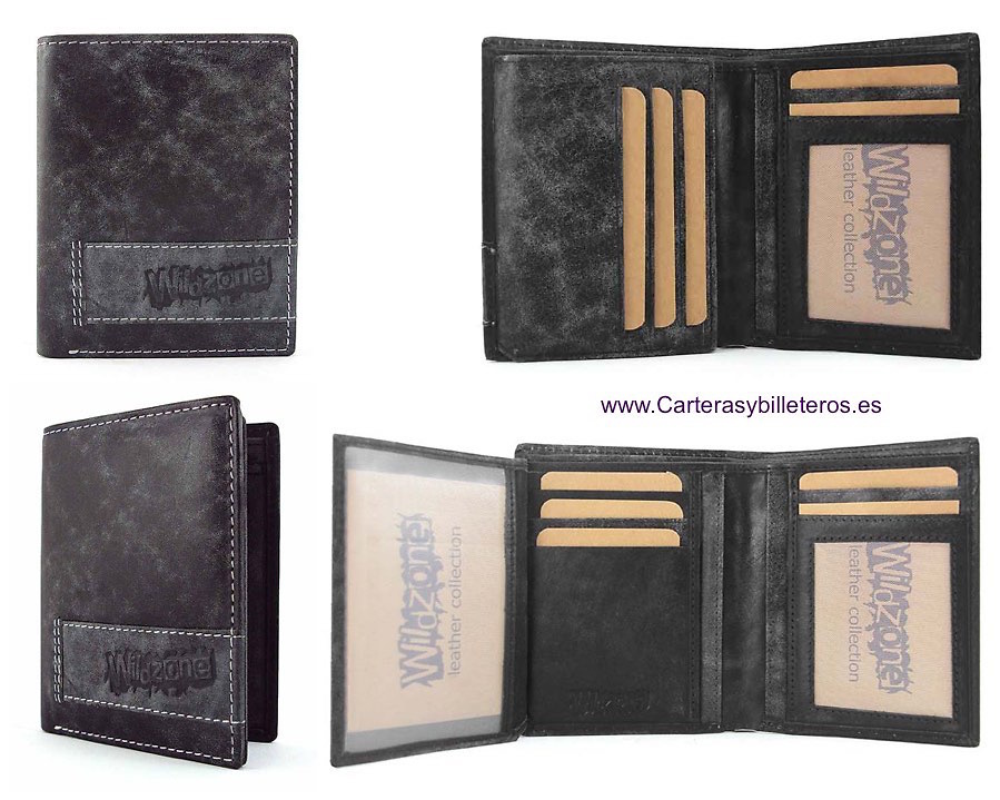LEATHER MAN CARD HOLDER AND WALLET WITH A WEAR EFFECT 