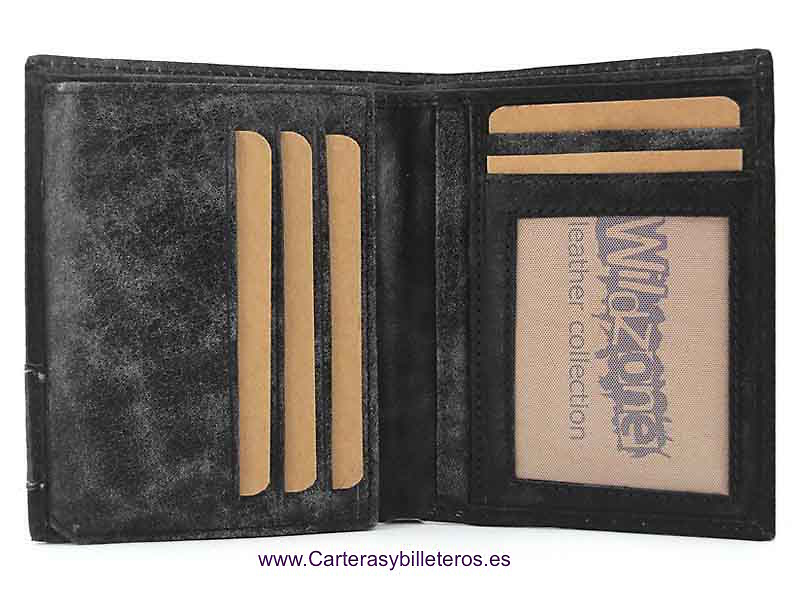 LEATHER MAN CARD HOLDER AND WALLET WITH A WEAR EFFECT 