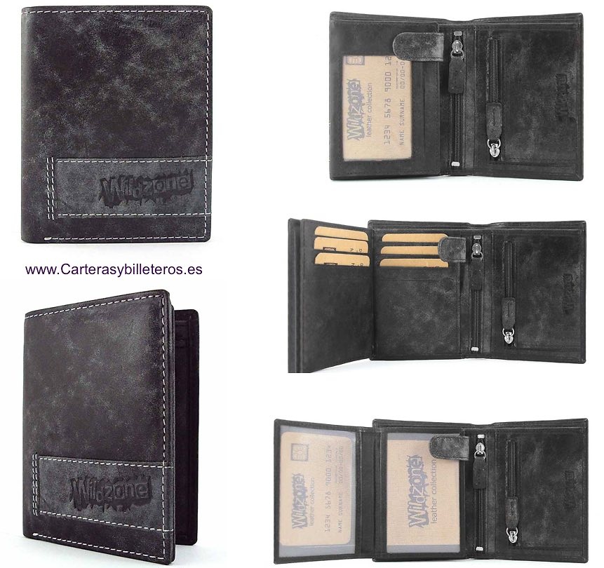 LEATHER MAN WALLET AND PURSE WITH A WEAR EFFECT 
