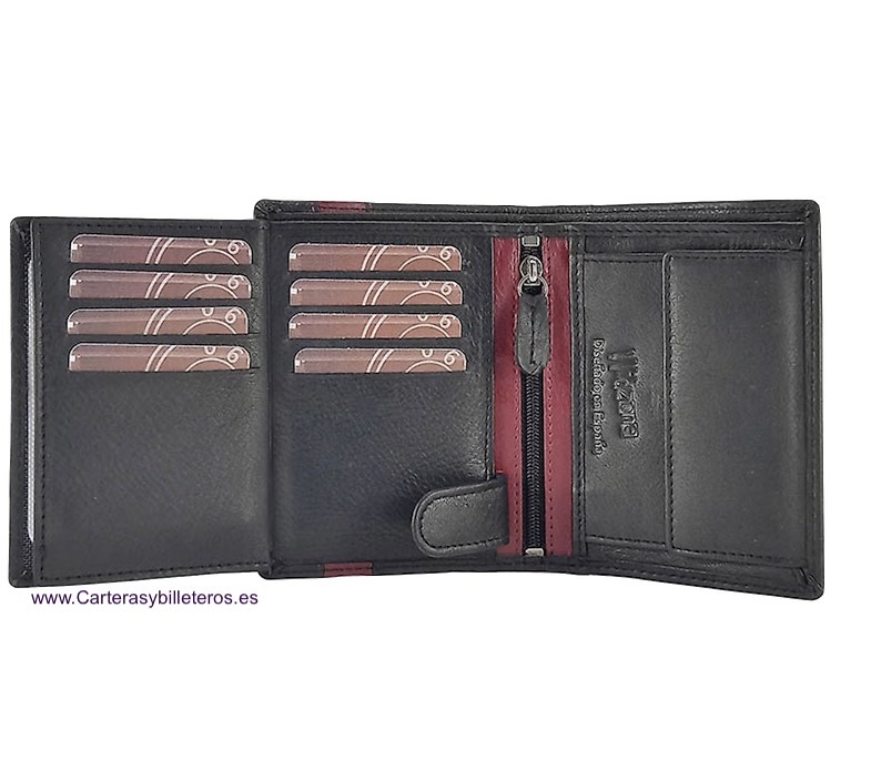 LEATHER MEN'S WALLET WITH ELASTIC CLOSURE AND PURSE -TWO COLORS- 