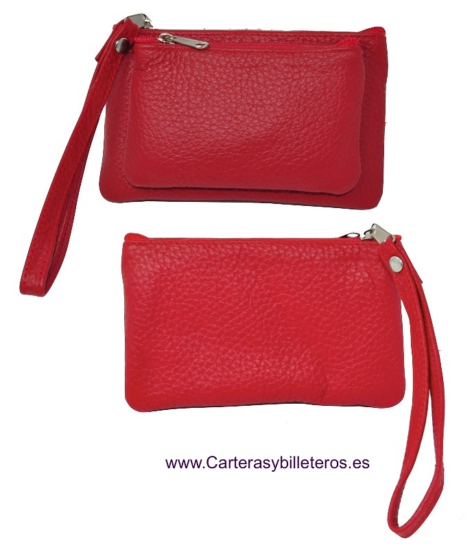 LEATHER PURSE WITH DOUBLE HANDLE FOR HAND 