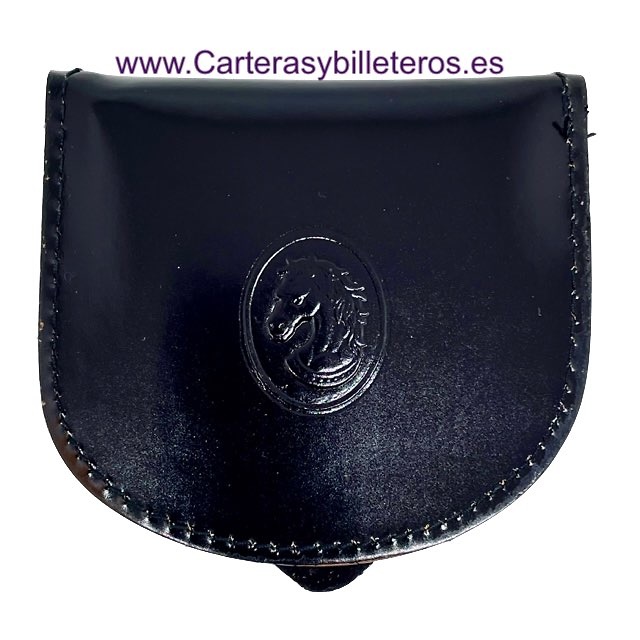 LEATHER PURSE WITH POCKET AND EMBOSSED HORSE 