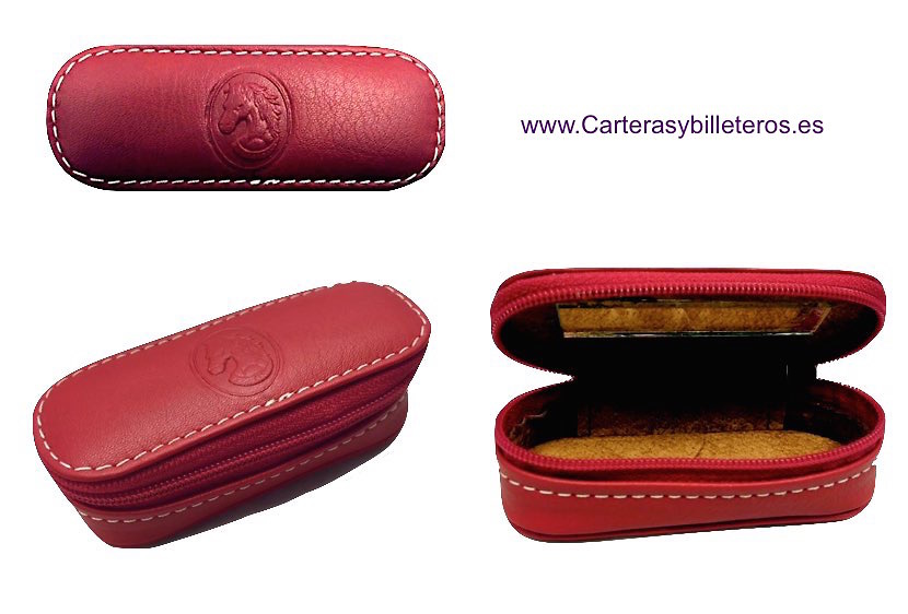 LEATHER SHEATH CARRY FOR LIPSTICK WITH MIRROR 