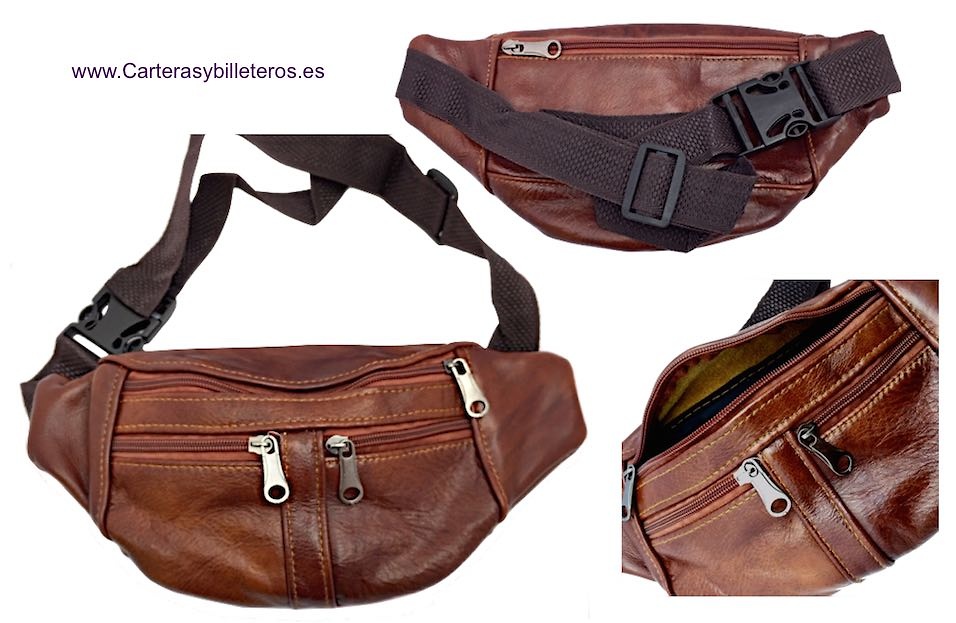 Multiple Pockets Extra Large Unisex Soft Nappa Leather Fanny Pack/Waist Bag 