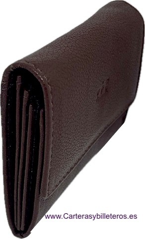LEATHER WALLET CARD HOLDER WITH FIVE POCKETS - 2 COLOURS- 