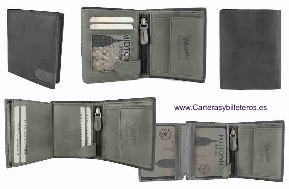 Men's-leather-wallets-two-tone-black-and-gray-with-purse 
