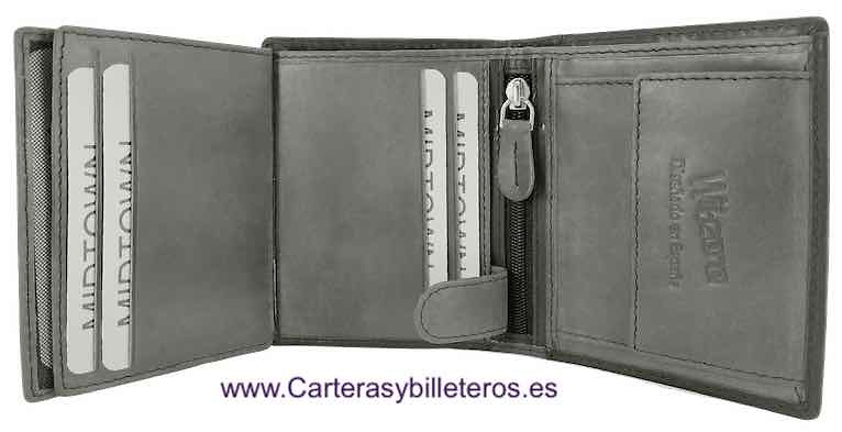 LEATHER WALLET CARD TWO TONE WITH PURSE AND RFID Security system 