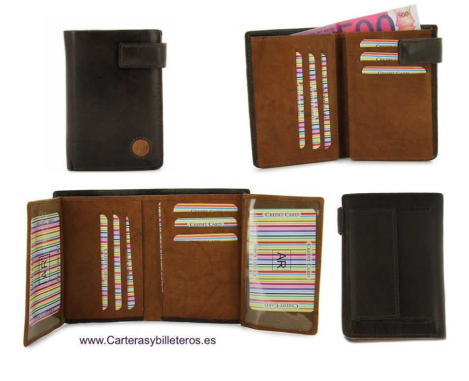 LEATHER WALLET CARD WITH PURSE AND CLOSED 