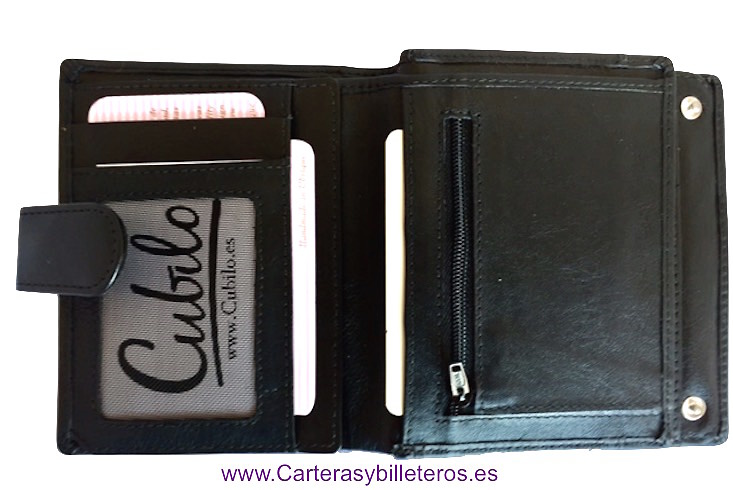 LEATHER WALLET FOR LEFT-HANDED WITH EXTERIOR CLOSURE 