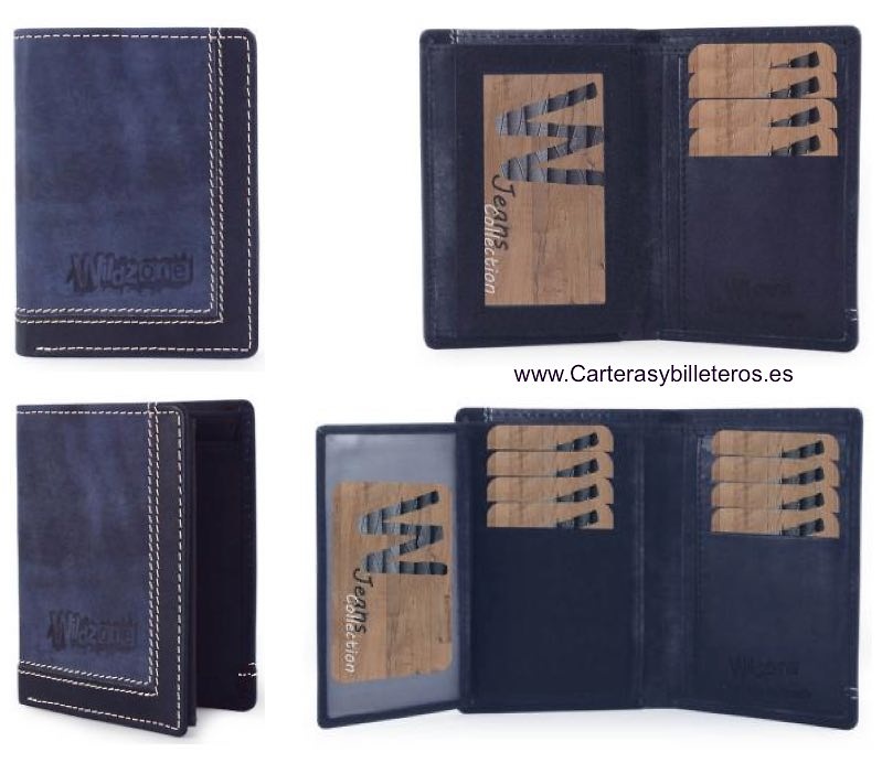 LEATHER WALLET WITH FABRIC HAIR FINISH - IT'S AUTHENTIC SKIN- 