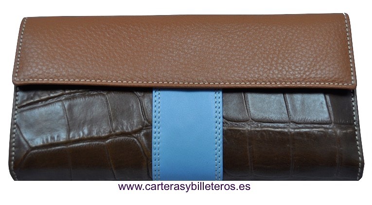 LONG WALLET OF WOMAN SKIN OF COCO MADE IN SPAIN HANDCRAFT 