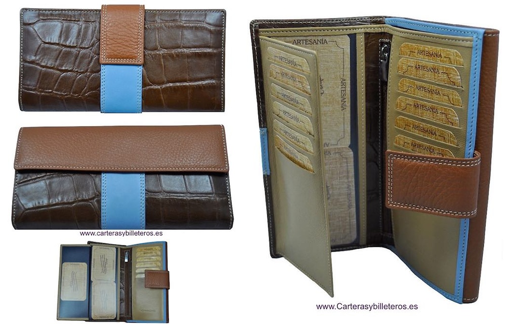 LONG WALLET OF WOMAN SKIN OF COCO MADE IN SPAIN HANDCRAFT 