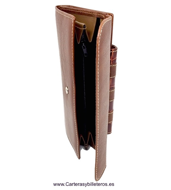 LONG WOMEN'S WALLET OF COCO AND COW LEATHER MADE IN UBRIQUE 