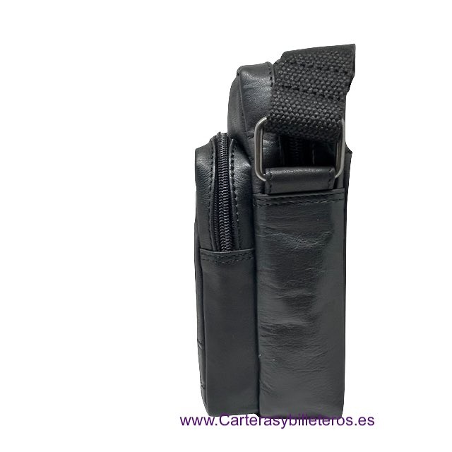 LUXURY MEN'S LEATHER BAG WITH EXTERIOR AND INTERIOR POCKETS 