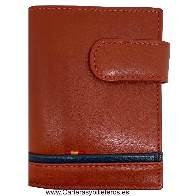 LUXURY SIENA LEATHER PURSE WALLET WITH SPAIN FLAG 