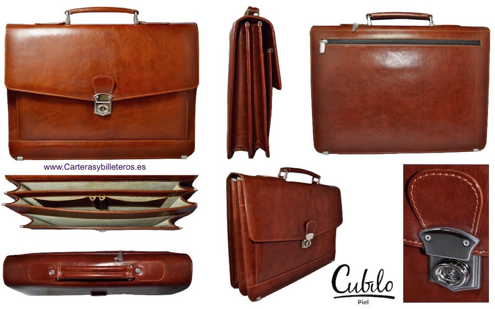 Leather Briefcase LUXURY BRAND FINISHING cow CUBILO 