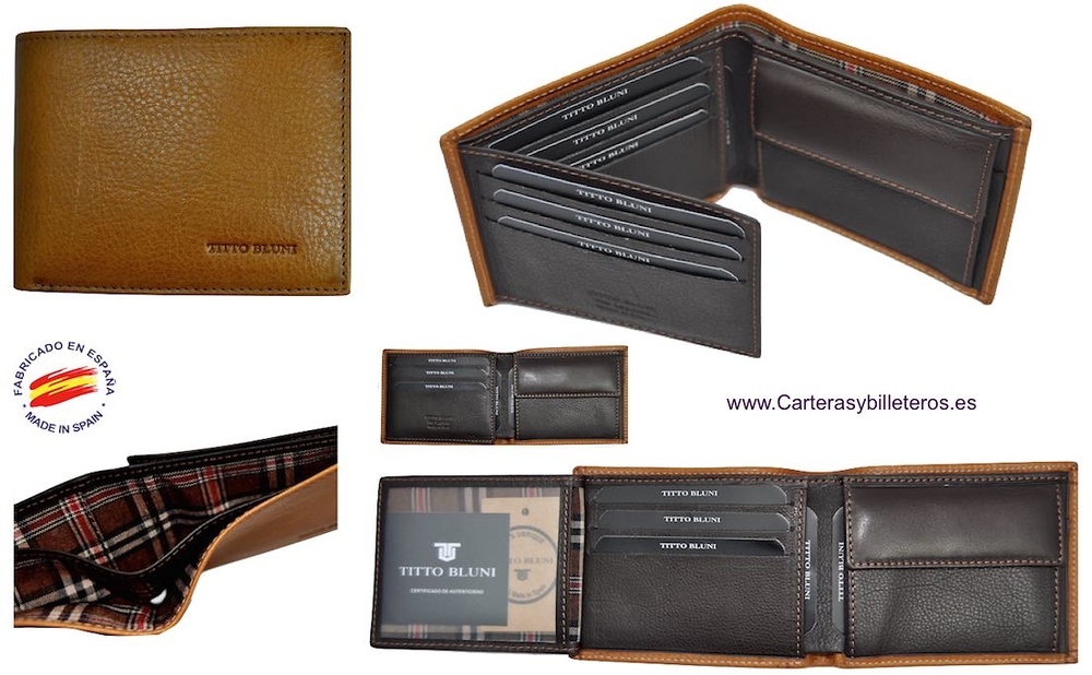 MAN CARDFOLDER BRAND BLUNI TITTO MAKE LEATHER MADE IN SPAIN 