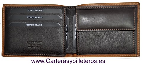 MAN CARDFOLDER BRAND BLUNI TITTO MAKE LEATHER MADE IN SPAIN 