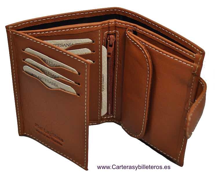 MAN LEATHER WALLET NAPA LUX WITH CLOSURE - 5 COLORS - 