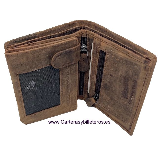 MAN LONG NATURE WALLET IN SKIN OF QUALITY WITH PURSE 14 CARDS 