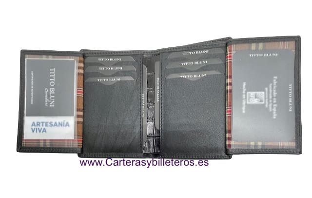 MAN WALLET BRAND BLUNI TITTO MAKE IN COCO LEATHER 16 CREDIT CARDS 