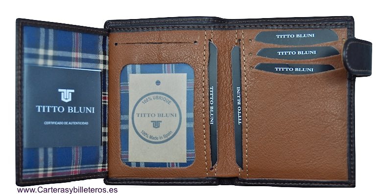 MAN WALLET BRAND BLUNI TITTO MAKE IN LUXURY LEATHER 10 CREDIT CARDS 