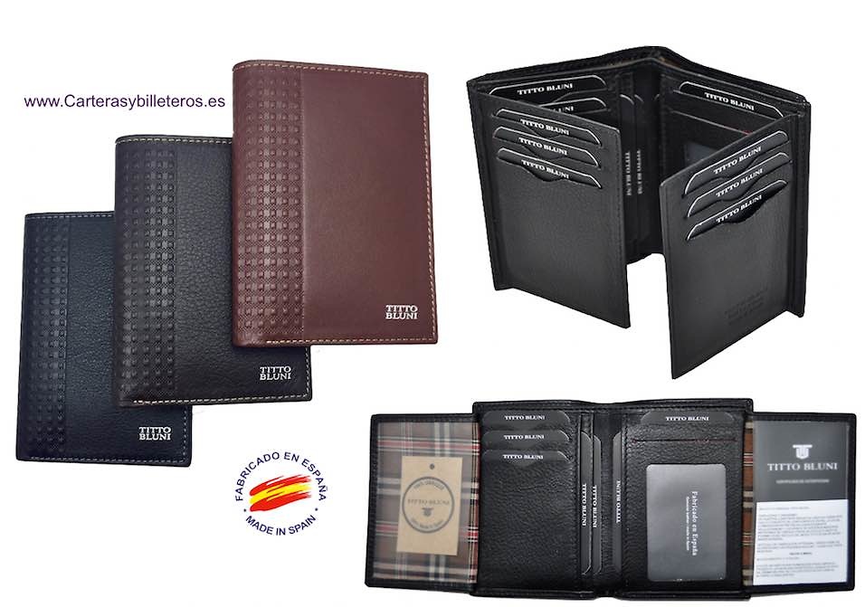 MAN WALLET BRAND BLUNI TITTO MAKE IN LUXURY LEATHER 16 CREDIT CARDS 